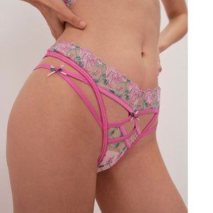 NWOT FOR LOVE & LEMONS SAMPLE VIVIANE ROSE STRAPPY THONG PANTY SIZE S